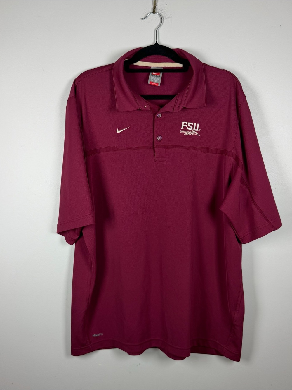 Vintage Y2k Nike Florida State Seminoles FSU Polo Shirt Mens XL Maroon Dri-Fit